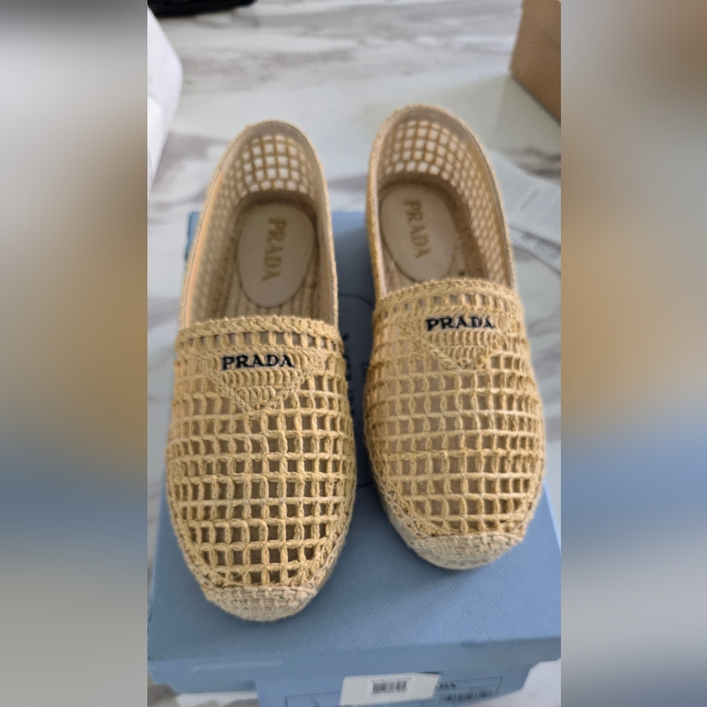 Prada Beige Woven Espadrilles